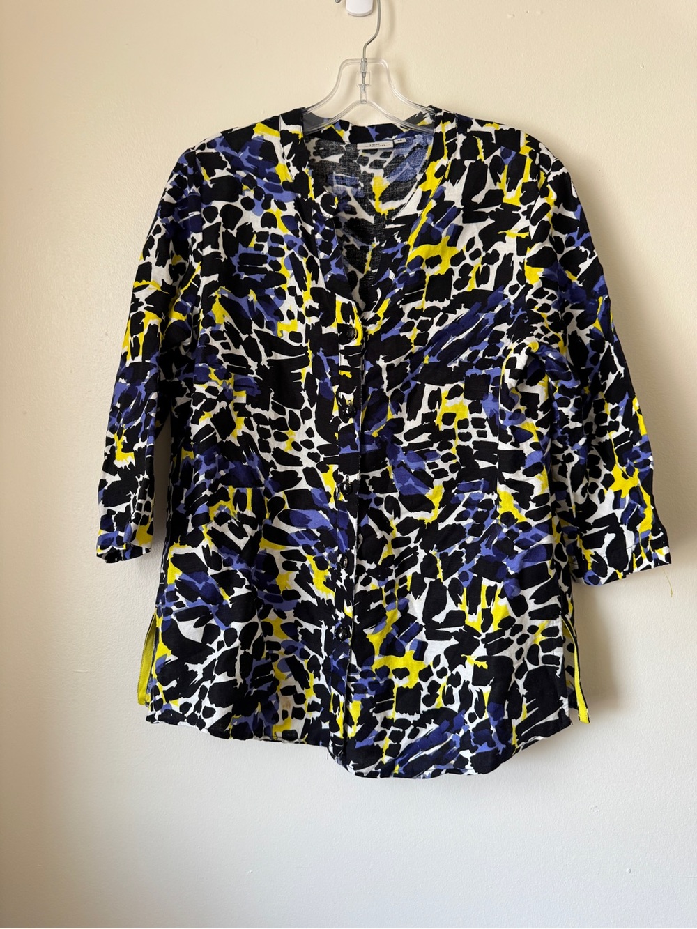 Hot Cotton Abstract Print Button Front Tunic Size M